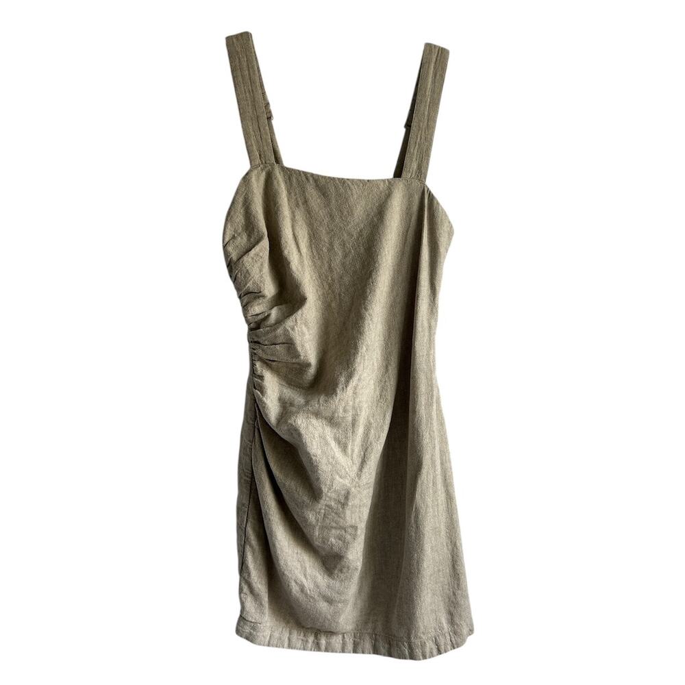 Abercrombie & Fitch Women’s Small Linen Cotton Rushed Side Wide Strap Mini Dress
